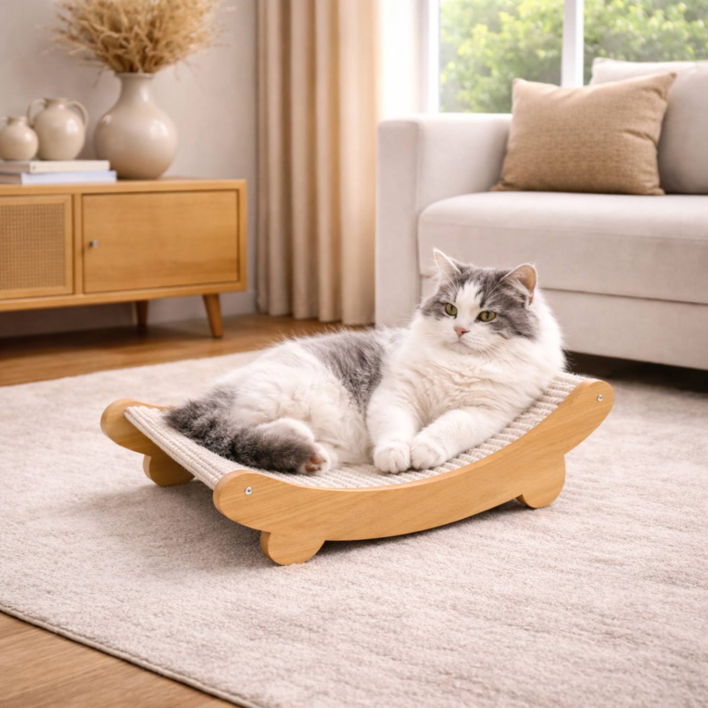 Griffoir pour chat en sisal avec couchage surélevé antidérapant – NIDO