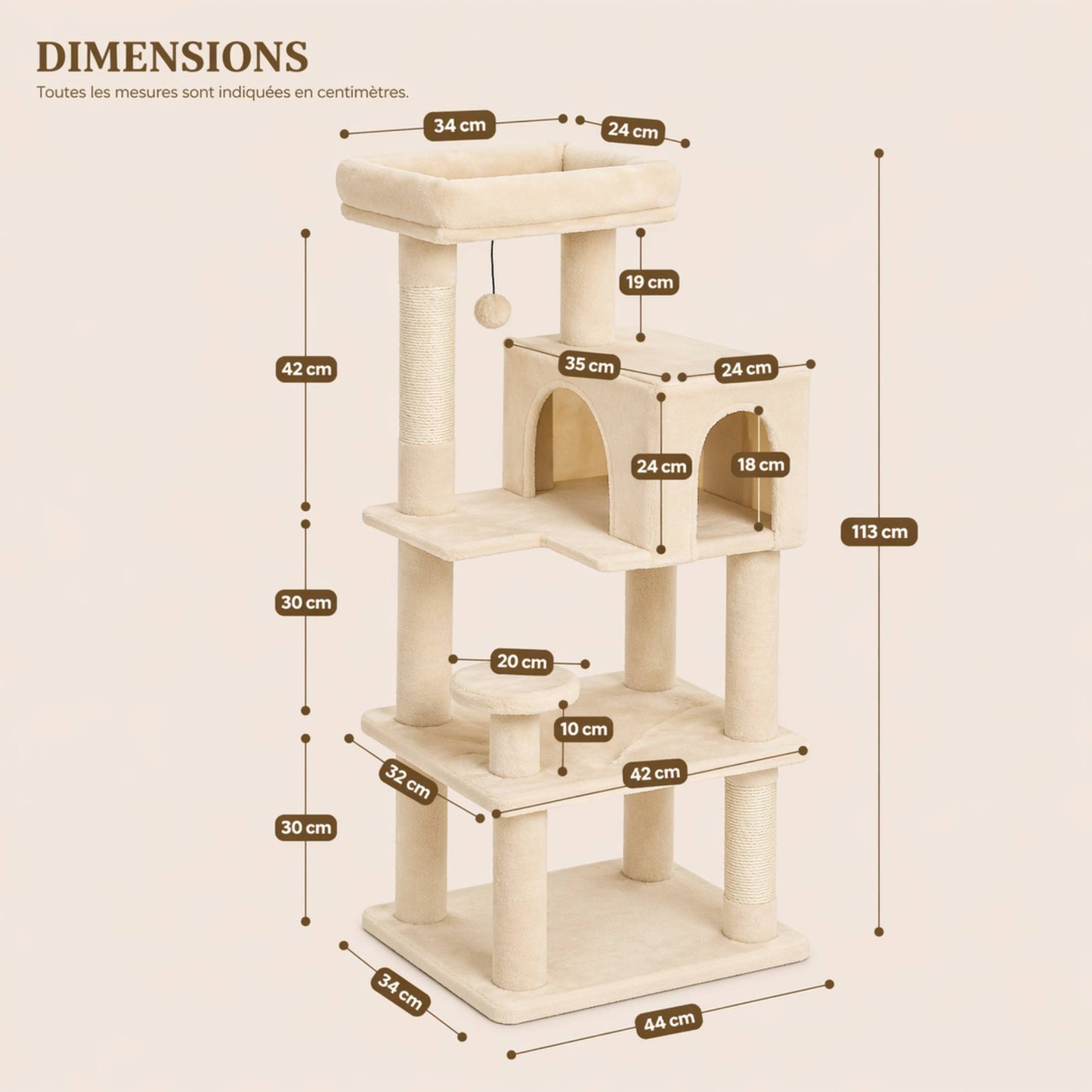 Arbre à chat bois avec niches et hamac – VYRA
