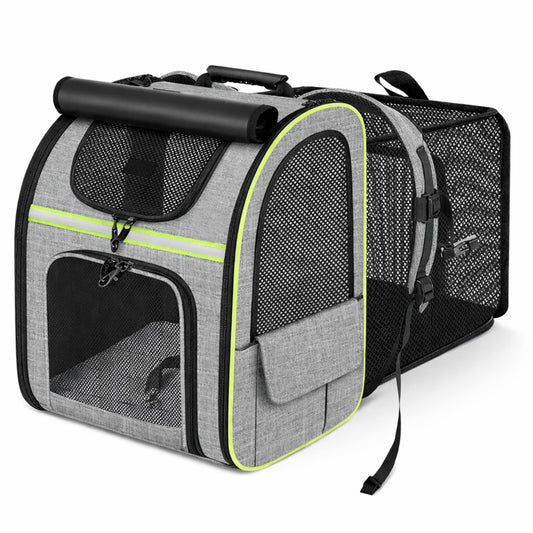 Sac à dos de transport extensible pour chat et petit chien – respirant et sécurisé