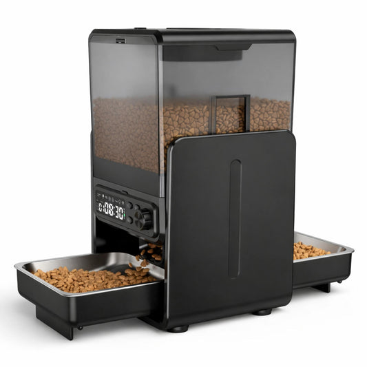 Distributeur automatique de croquettes double – programmation manuelle | Moustache & Cie