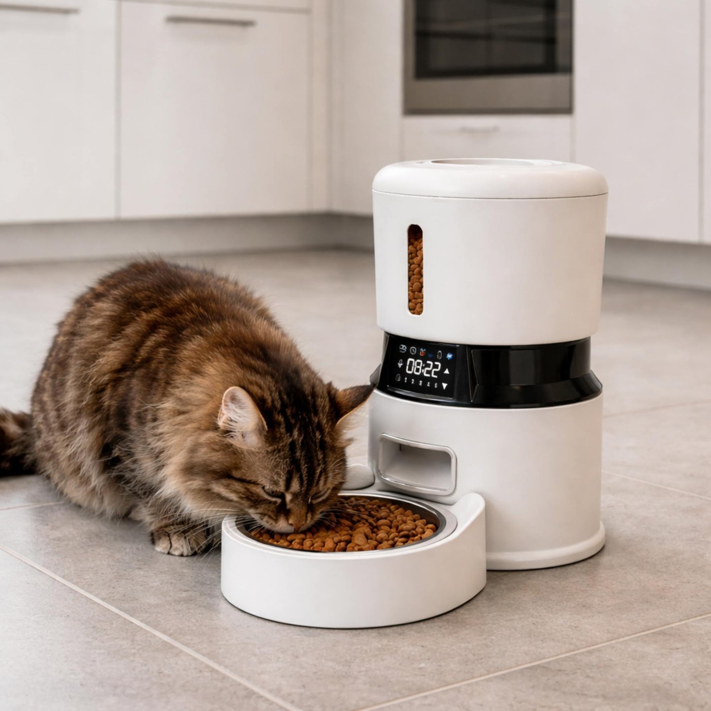 Distributeur automatique de croquettes 4L à écran tactile | Moustache & Cie