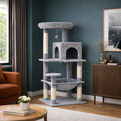 Arbre à chat bois avec niches et hamac – VYRA