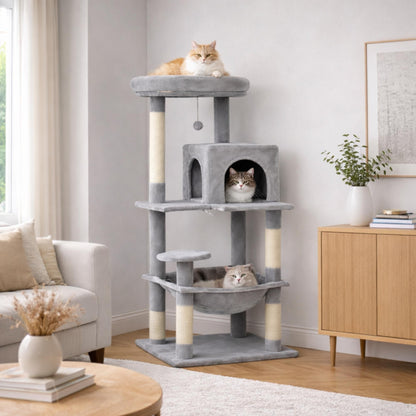 Arbre à chat bois avec niches et hamac – VYRA