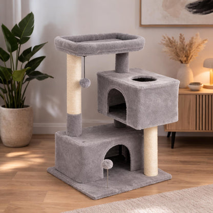 Arbre à chat bois compact avec couchage et sisal – ZARO