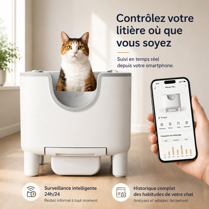 Litière autonettoyante ouverte connectée – NOVA