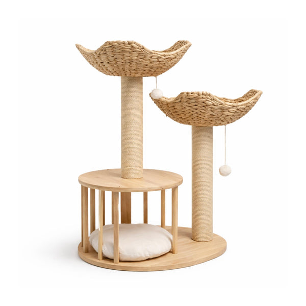 Arbre à chat bois avec niche et plateformes – RYKA