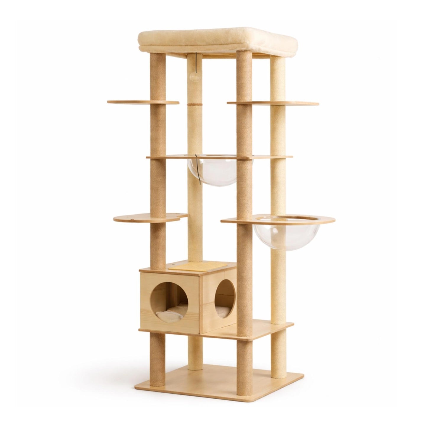 Arbre à chat bois multi-niveaux avec niches et hamac – ZYRO