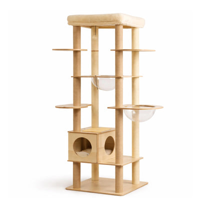 Arbre à chat bois multi-niveaux avec niches et hamac – ZYRO