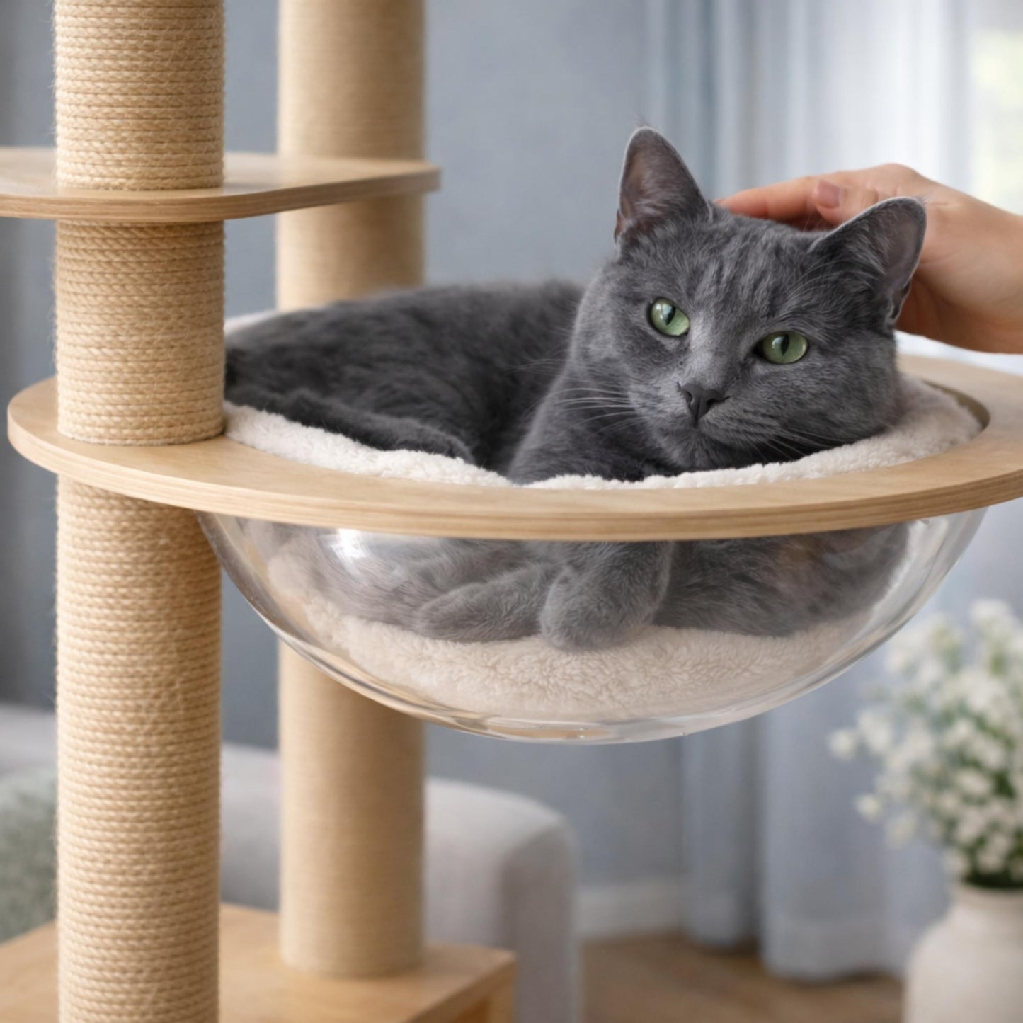 Arbre à chat bois multi-niveaux avec niches et hamac – ZYRO