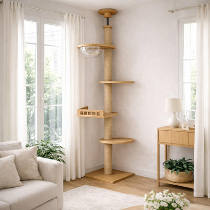 Arbre à chat réglable plafond avec poteaux en sisal – TAKO