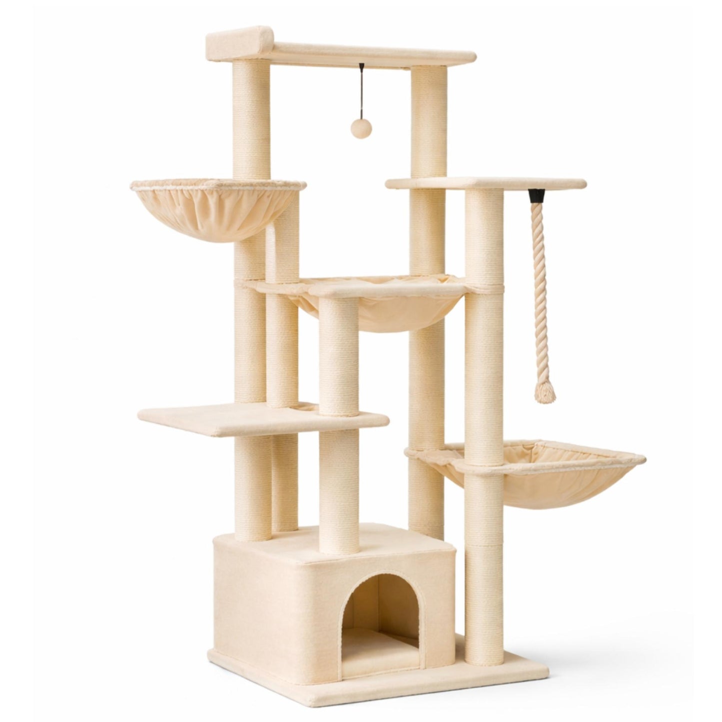 Arbre à chat bois avec niches et hamac – VEXO