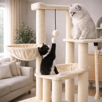 Arbre à chat bois avec niches et hamac – VEXO