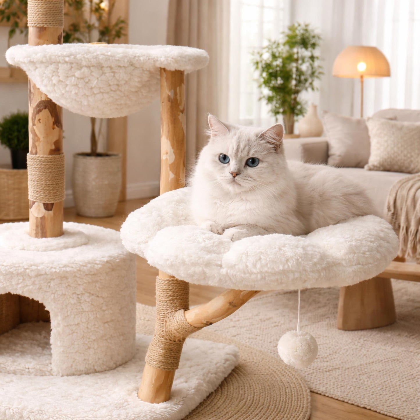 Arbre à chat bois avec niches et hamac – KYRO