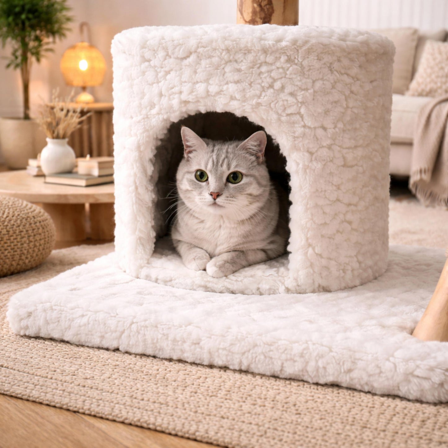 Arbre à chat bois avec niches et hamac – KYRO