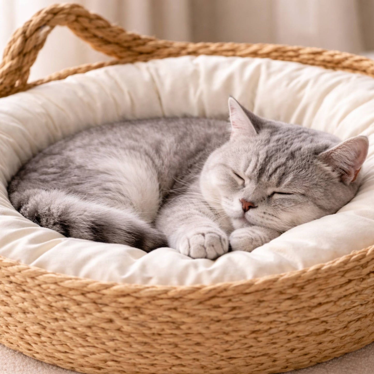 Panier pour chat en rotin tressé avec coussin – ZENKO