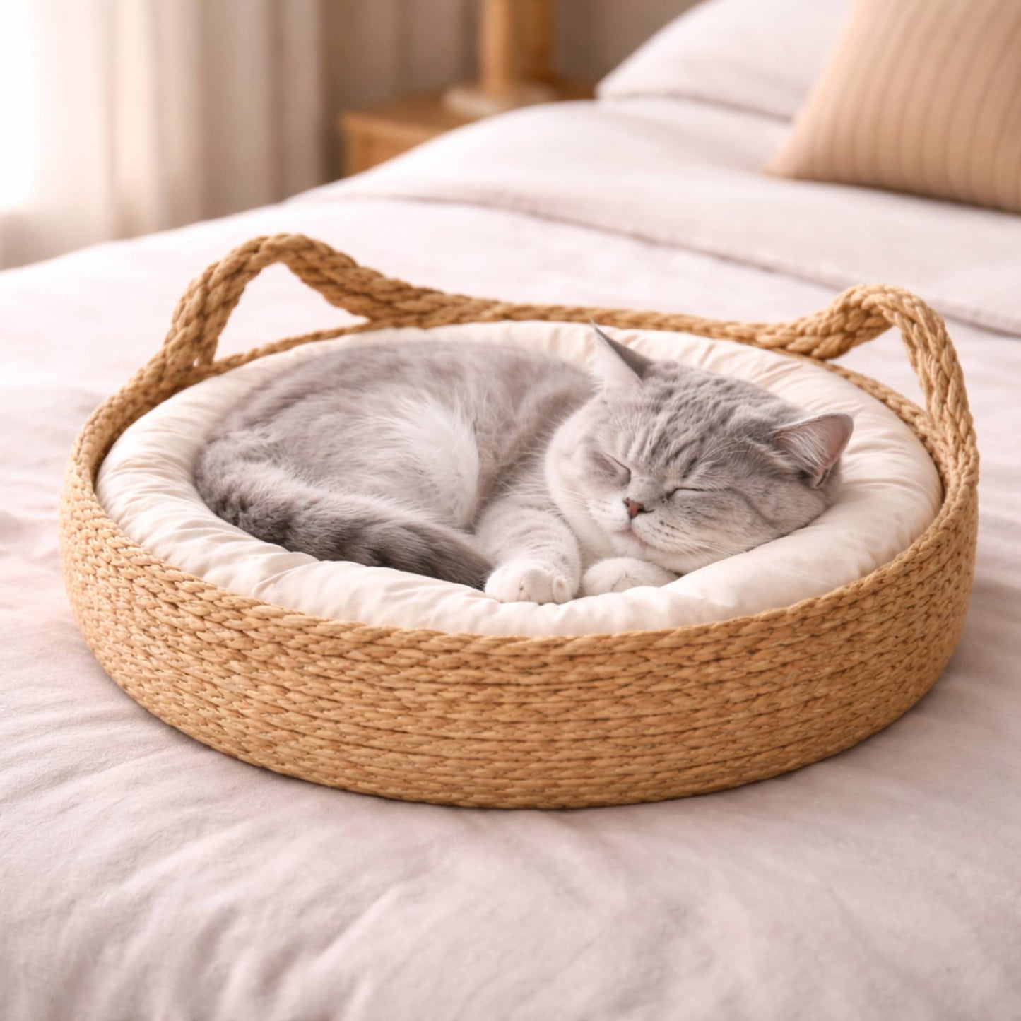 Panier pour chat en rotin tressé avec coussin – ZENKO