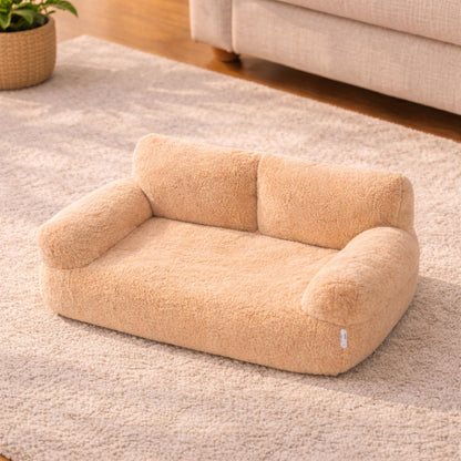 Panier pour chat en peluche avec dossier et coussin – MILO