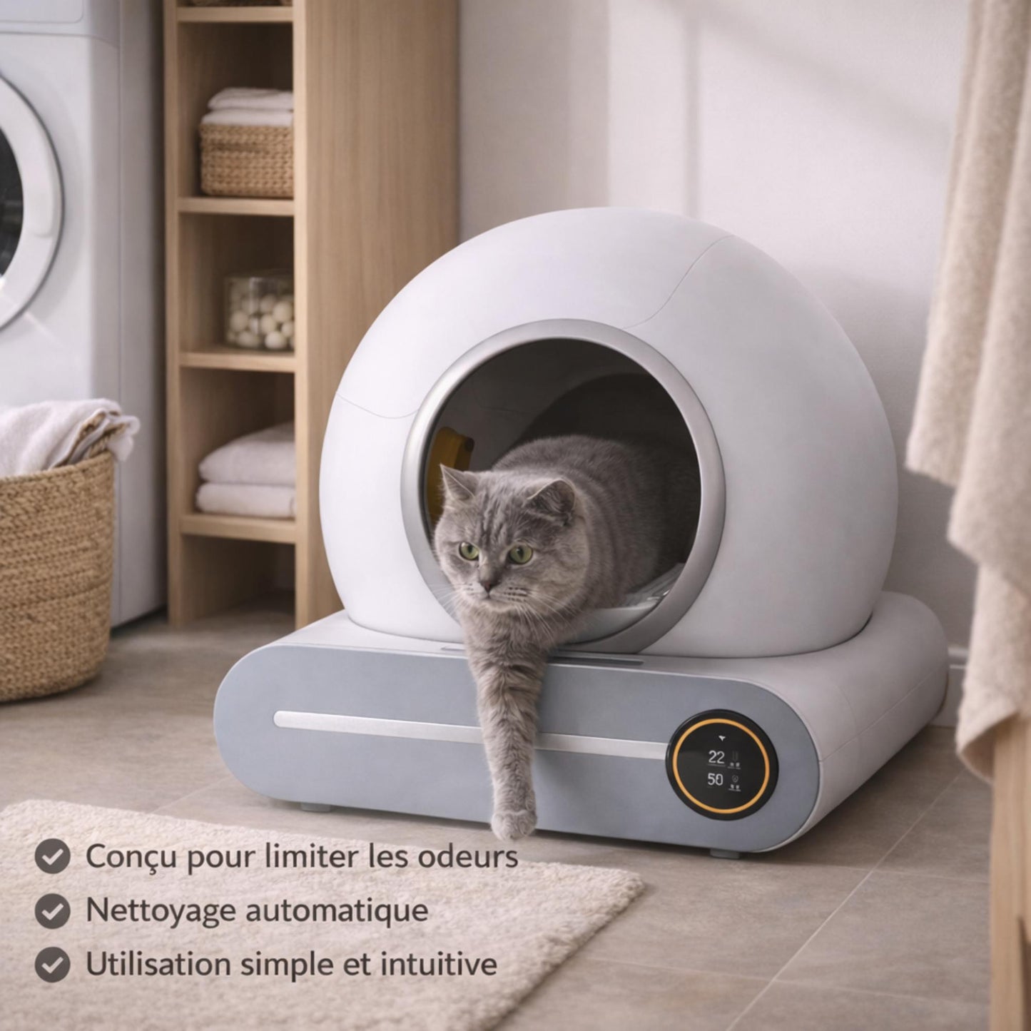 Litière autonettoyante connectée | Moustache & Cie