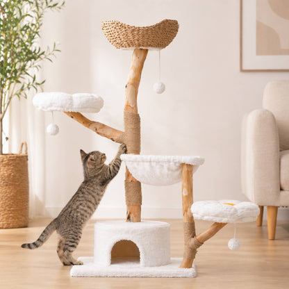 Arbre à chat bois avec niches et hamac – KYRO