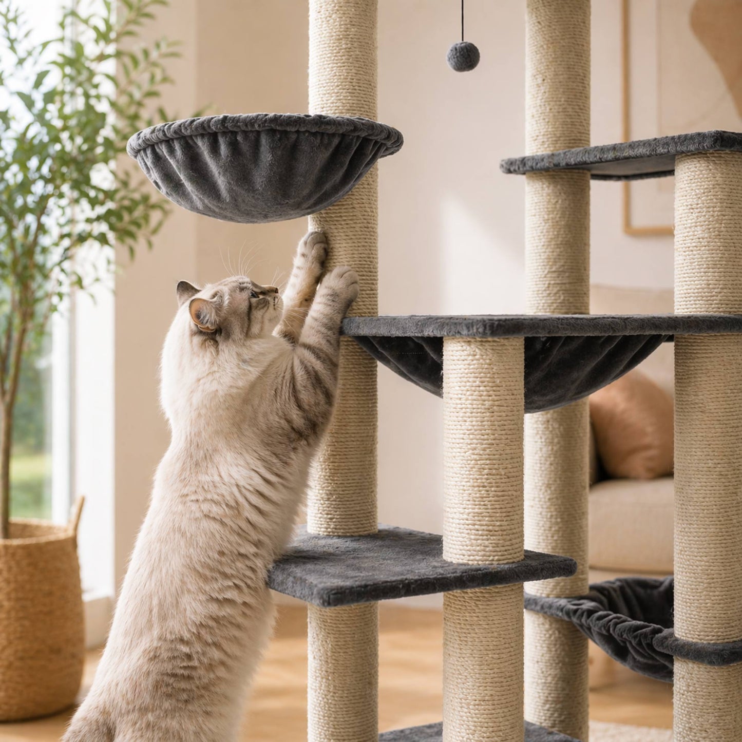 Arbre à chat bois avec niches et hamac – VEXO