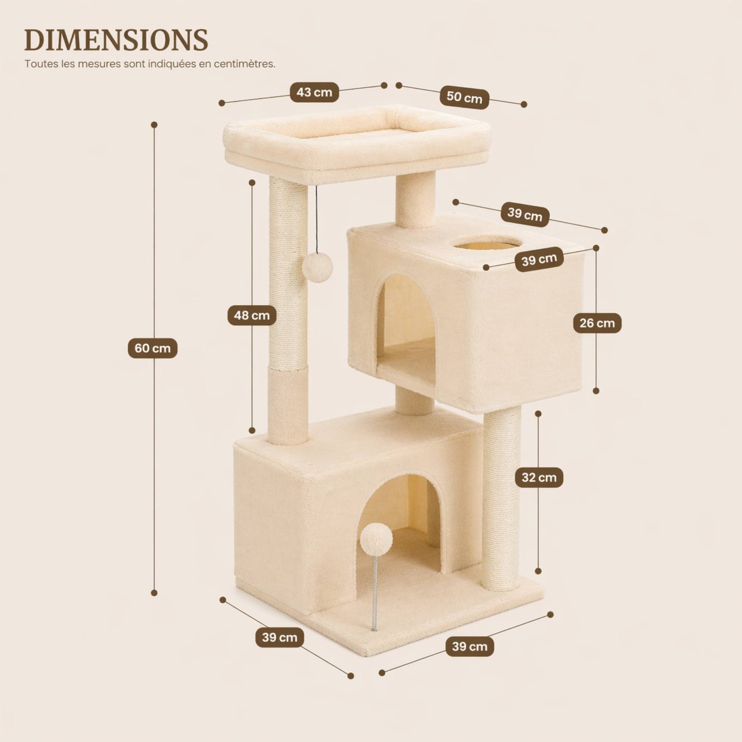 Arbre à chat bois compact avec couchage et sisal – ZARO